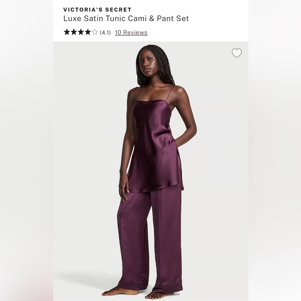 Victoria's Secret Luxe Satin Cami & Pant Set - Deep Purple